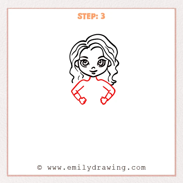 how to draw a wonder woman - Step 3